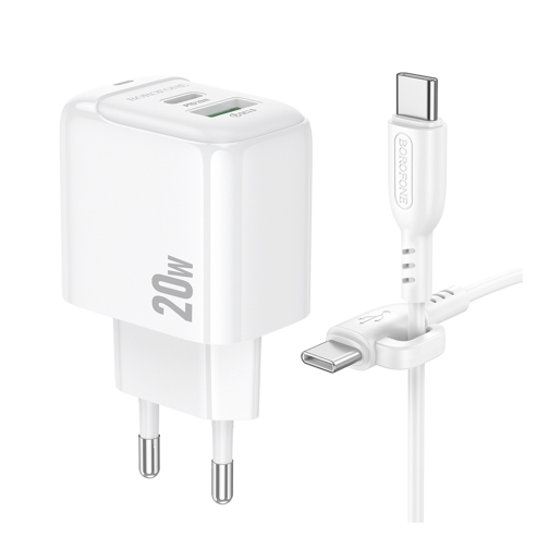 Купить Сетевое Зарядное Устройство Borofone BAS44A 1USB-C/1USB PD/QC 20W+Type-C to Type-C, 3