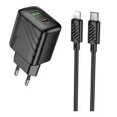 Купити Мережевий Зарядний Пристрій Hoco CS25A 1USB-C/1USB PD/QC 20W+Type-C to Lightning