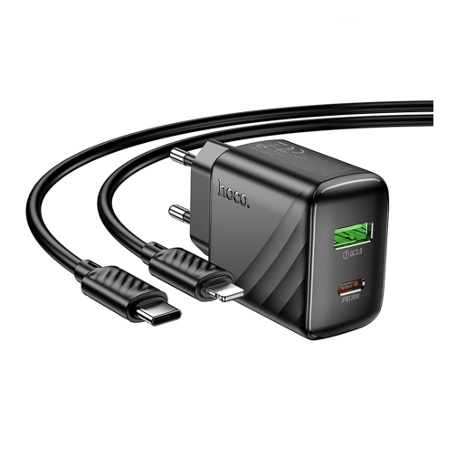 Купить Сетевое Зарядное Устройство Hoco CS25A 1USB-C/1USB PD/QC 20W+Type-C to Lightning, 4
