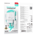 Купить Сетевое Зарядное Устройство Borofone BAS45A 1USB-C/1USB PD/QC 30W+Type-C to Lightning, 2