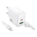 Купить Сетевое Зарядное Устройство Borofone BAS45A 1USB-C/1USB PD/QC 30W+Type-C to Lightning, 3