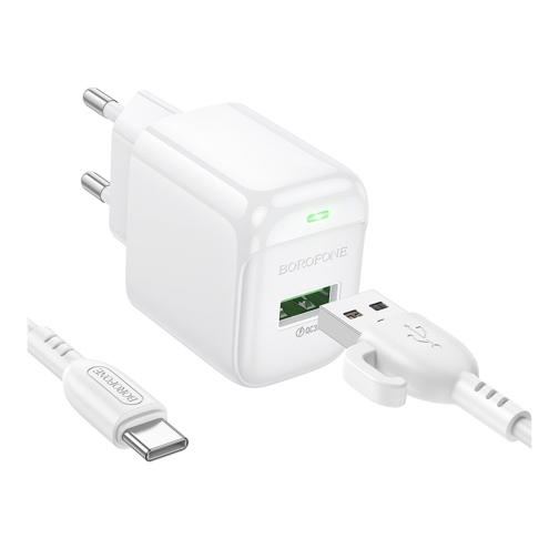 Купити Мережевий Зарядний Пристрій Borofone BAS42A 1USB QC3.0 18W+USB to Type-C, 3