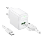 Купити Мережевий Зарядний Пристрій Borofone BAS42A 1USB QC3.0 18W+USB to Type-C, 3