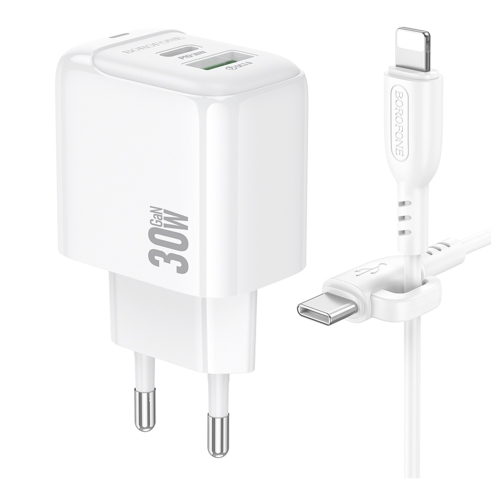 Купить Сетевое Зарядное Устройство Borofone BAS45A 1USB-C/1USB PD/QC 30W+Type-C to Lightning, 4