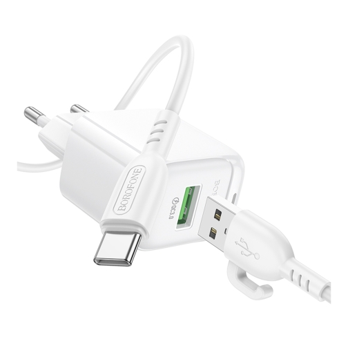Купити Мережевий Зарядний Пристрій Borofone BAS42A 1USB QC3.0 18W+USB to Type-C, 5