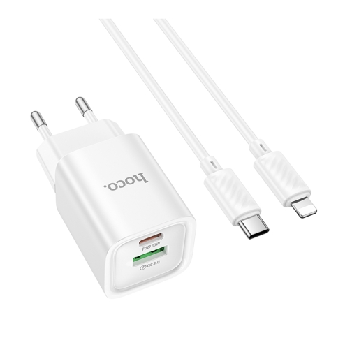 Купити Мережевий Зарядний Пристрій Hoco C149A 1USB/1USB-C PD/QC 30W+Type-C to Lightning, 3