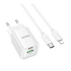 Купити Мережевий Зарядний Пристрій Hoco C149A 1USB/1USB-C PD/QC 30W+Type-C to Lightning, 3