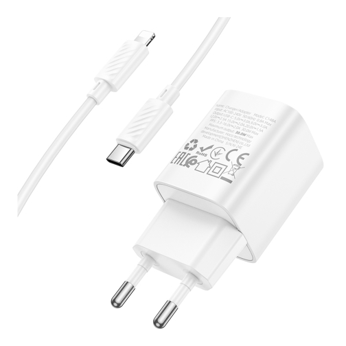 Купити Мережевий Зарядний Пристрій Hoco C148A 1USB-C PD/QC 30W+Type-C to Lightning, 7