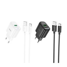 Купить Сетевое Зарядное Устройство Hoco C140A 1USB QC 18W+USB to Type-C