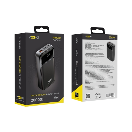 Купити Універсальна Мобільна Батарея Yoki MaxCap 65W 20000 mAh Black YK-PMC2061, 2