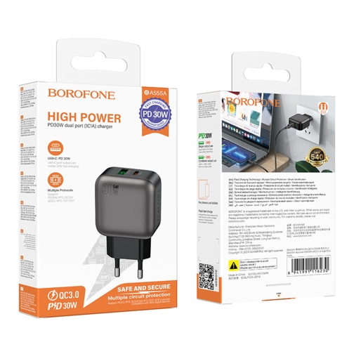 Купить Сетевое Зарядное Устройство Borofone BAS55A 1USB-C/1USB PD/QC 30W GAN, 2