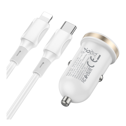 Купить Авто Зарядное Устройство Borofone BZ22 1USB/1USB-C QC/PD30W+Type-C to Lightning, 5