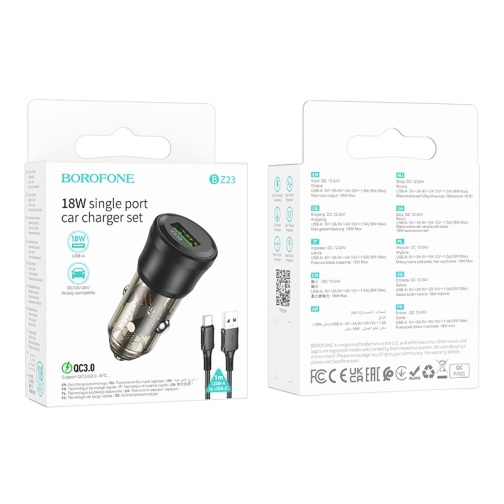 Купити Автомобільний Зарядний Пристрій Borofone BZ23 1USB QC18W+Type-C