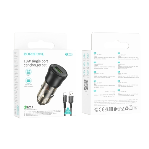 Купити Автомобільний Зарядний Пристрій Borofone BZ23 1USB QC18W+Type-C, 6