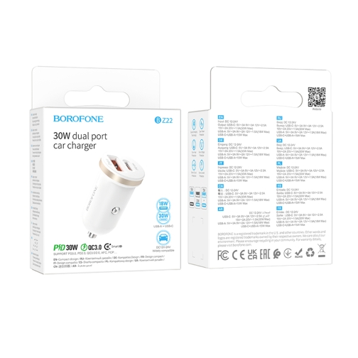 Купить Авто Зарядное Устройство Borofone BZ22 1USB/1USB-C QC/PD30W, 2