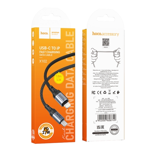 Купить USB Hoco X102 Type-C to Lightning PD27W, 2