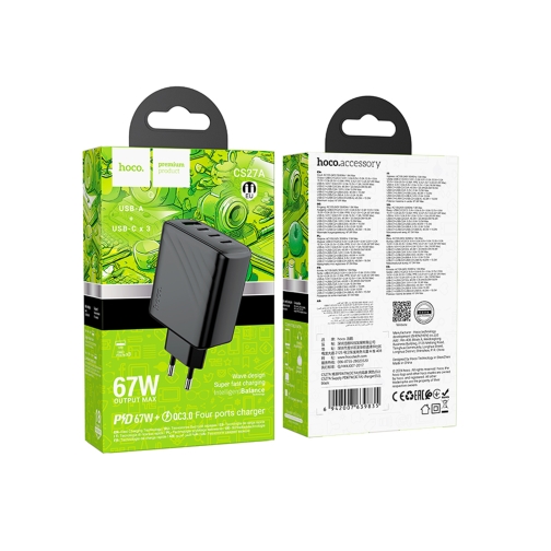 Купить Сетевое Зарядное Устройство Hoco CS27A 3USB-C/1USB PD/QC 67W, 2