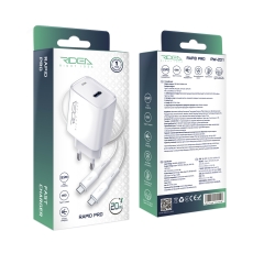 Купити Мережевий Зарядний Пристрій Ridea RW-20124 Rapid Pro 1USB-C QC/PD 20W+Type-C to Type-C Купити Мережевий Зарядний Пристрій Ridea RW-20124 Rapid Pro 1USB-C QC/PD 20W+Type-C to Type-C