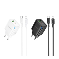 Купить Сетевое Зарядное Устройство Borofone BA83A 1USB-C/1USB PD/QC 20W+Type-C to Lightning