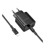 Купити Мережевий Зарядний Пристрій Borofone BA83A 1USB-C/1USB PD/QC 20W+Type-C to Lightning, 6