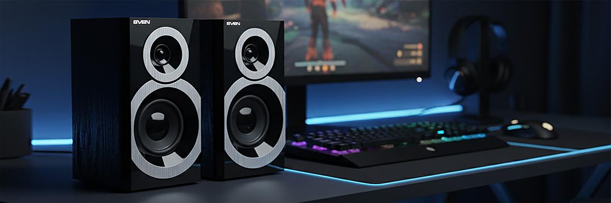 Акустична система 2.0 Sven SPS-619S в інтер'єрі